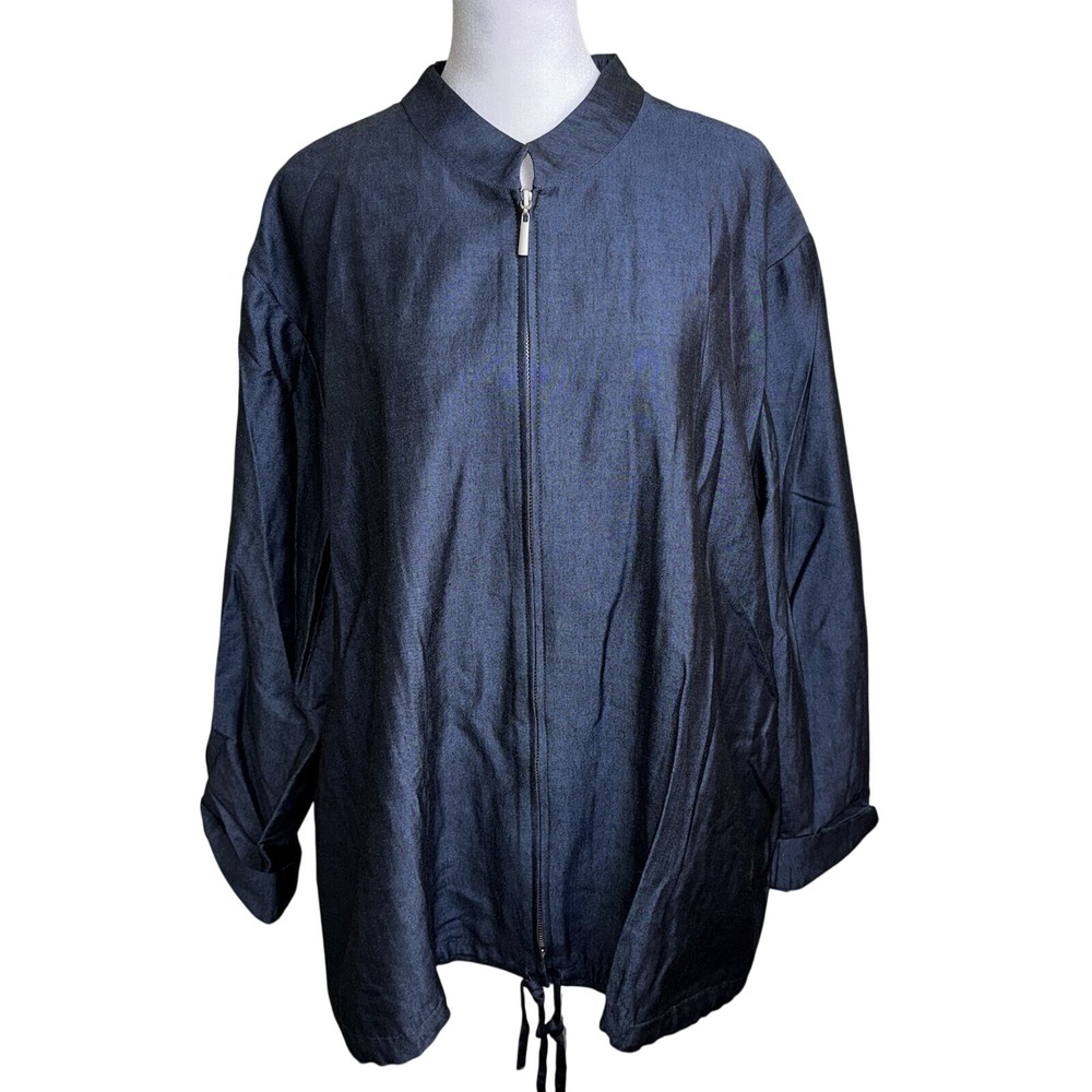 Elisabeth by Liz Claiborne Navy Blue Zip Up Jacket Lightweight Shimmer Size 20